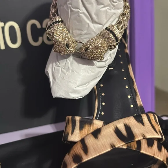 Brand, new pristine bling out Roberto Cavalli, high heels, sandals
